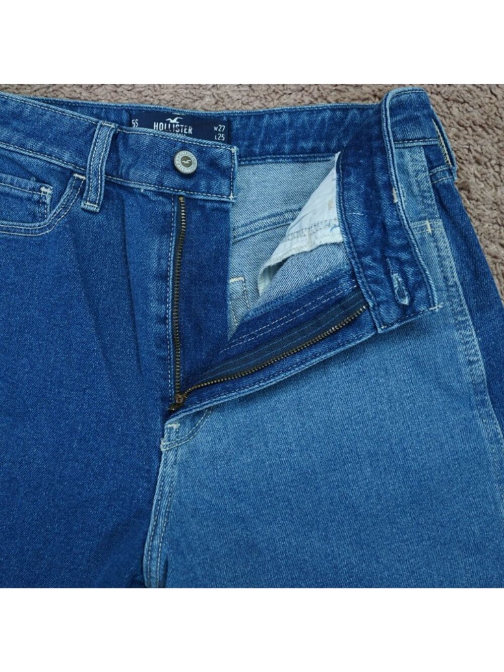 Hollister Jeans Womens 5S Blue Ultra High Rise Mom Patchwork Denim Stretch - Picture 4 of 9